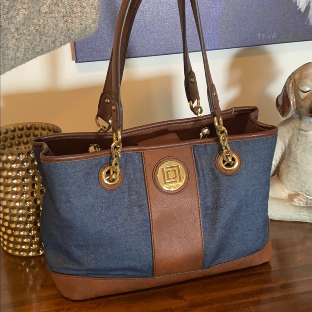 COPY - Liz Claiborne denim and brown leather purse